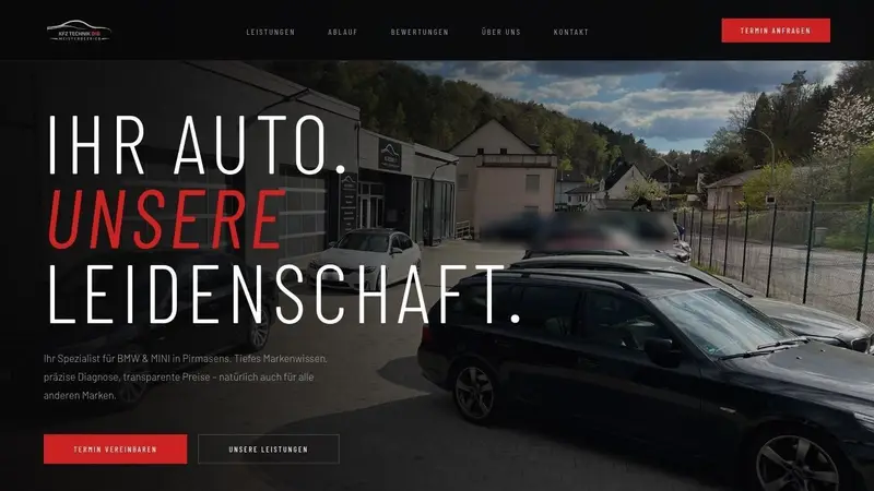 Homepage of kfz-dib.de, the website of Kfz Technik Dib, a master-certified car workshop in Pirmasens